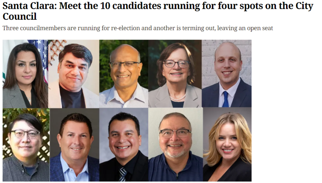 Mercury News: Santa Clara – Meet the 10 candidates running for four spots on the City Council